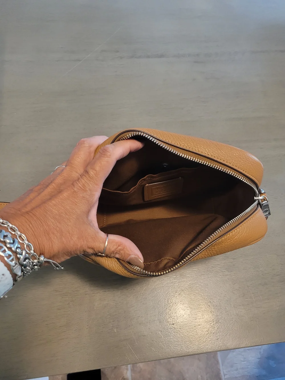 Coach Pebbled Leather Crossbody Bag - Saddle Tan